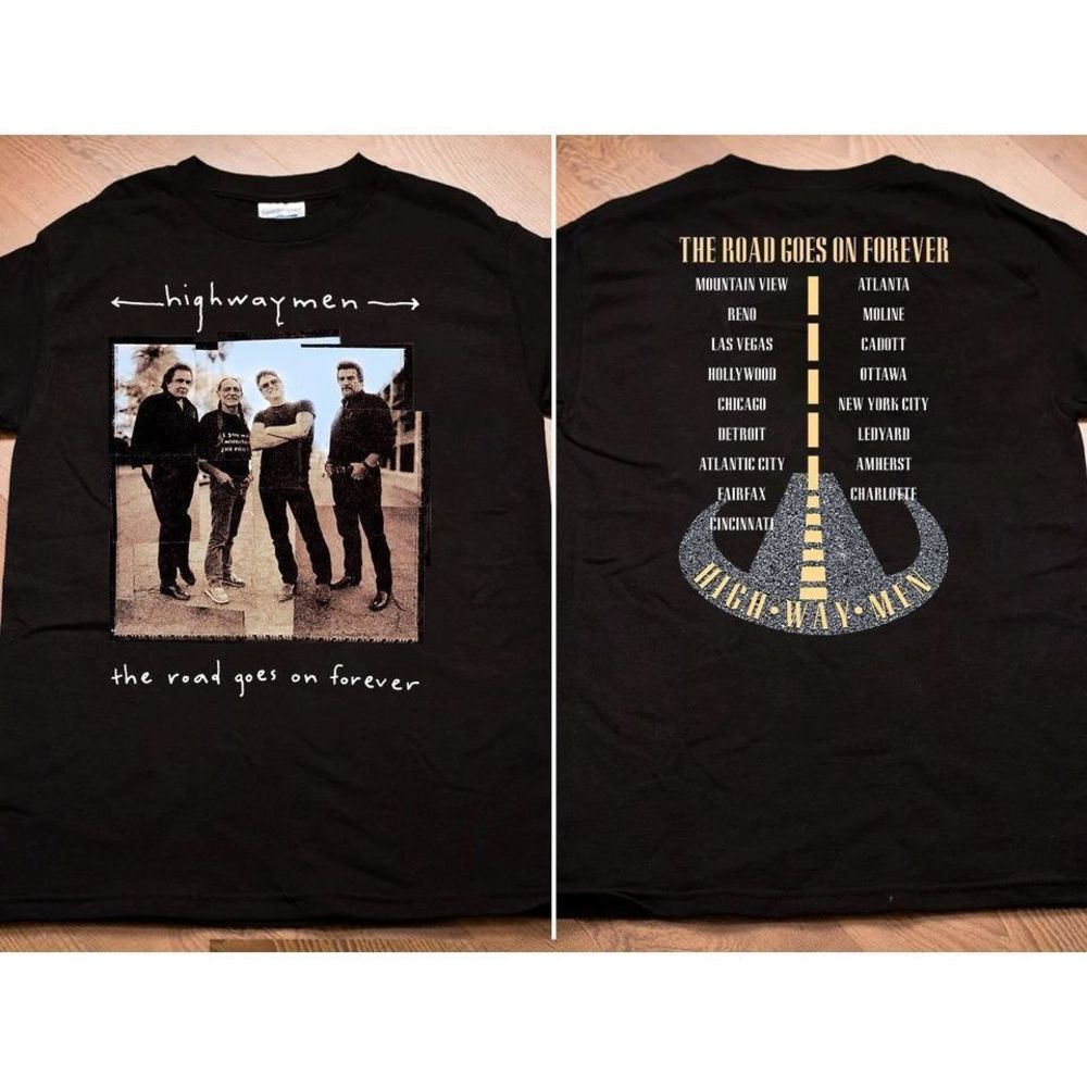 The Highwaymen The Road Goes On Forever Tour 1995 Tshirt 2 Sided T Shirt
